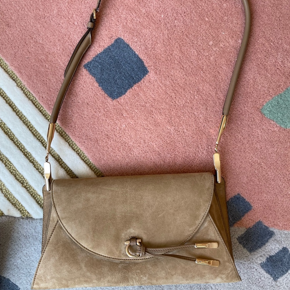 Vintage Ferragamo Suede Shoulder Bag